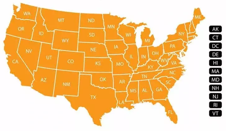 Seller advertising illustration of U.S. states